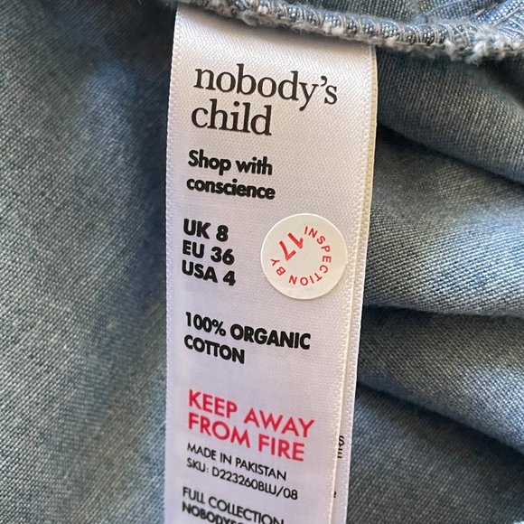 Nobody's Child Organic Cotton Phoenix Frill Collar Mini Dress USA Size 4 - Picture 6 of 7